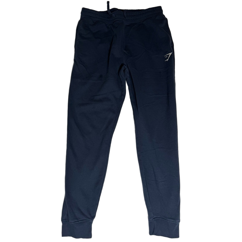 Gymshark Navy Blue Joggers White Logo Men Size Large Activewear Athletic Sporty